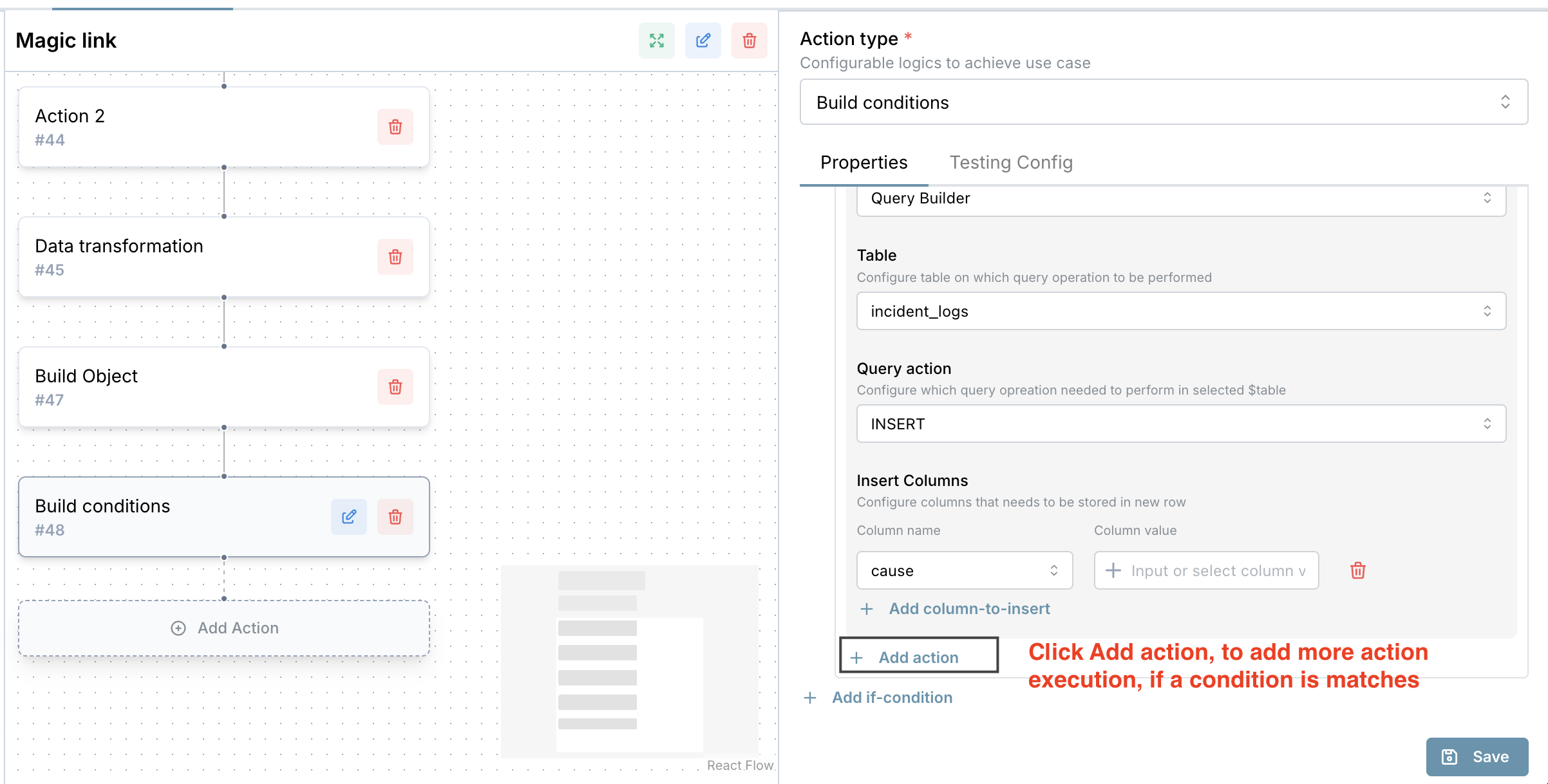 Add multiple actions